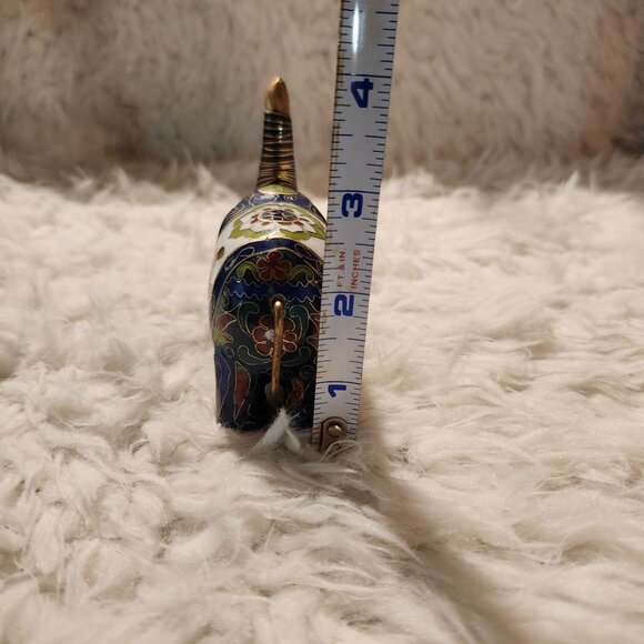 Vintage Cloisonné Elephant Figurine 4" Intricate Enamel Work & Brass Accents - Picture 4 of 10